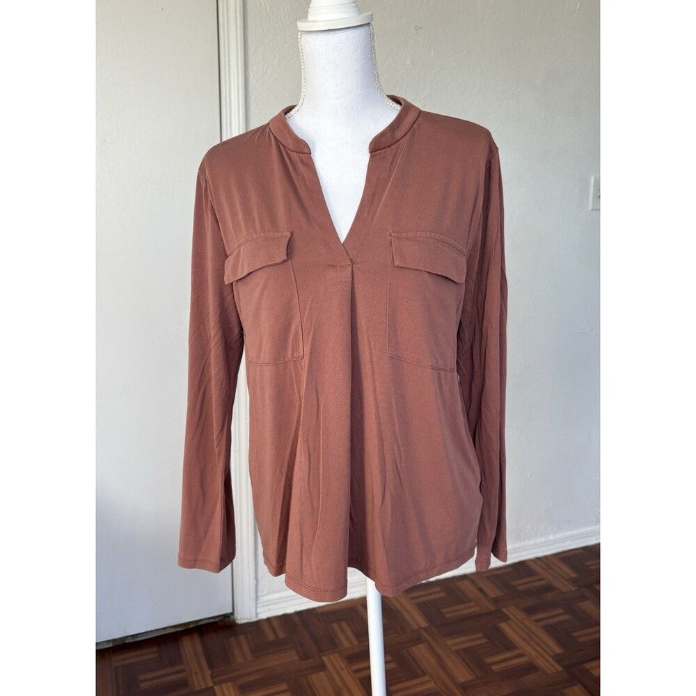 A New Day Women’s Light Brown Long Sleeve V-neck Top Size Medium